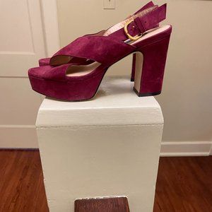 Stuart Weitzman Kassidy Fushia Suede Platform Sandals 6 1/2